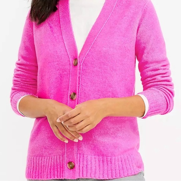 LOFT Sweaters - LOFT BRIGHT PINK BOYFRIEND CARDIGAN-SIZE LARGE NWT